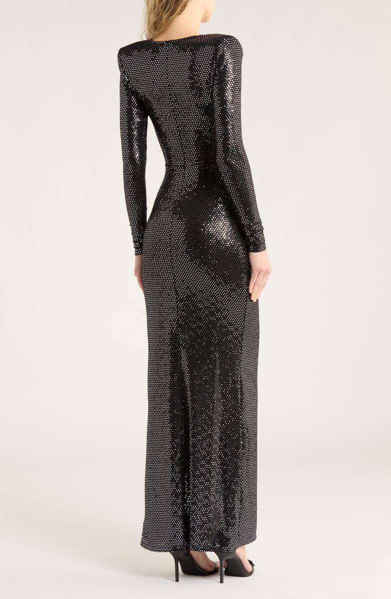 L'AGENCE Rosetta Twist Front Dress, Alternate, color, Black/ Silver