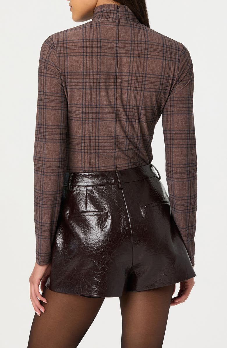 ASTR the Label Lida Mock Neck Long Sleeve Top, Alternate, color, Brown Plaid