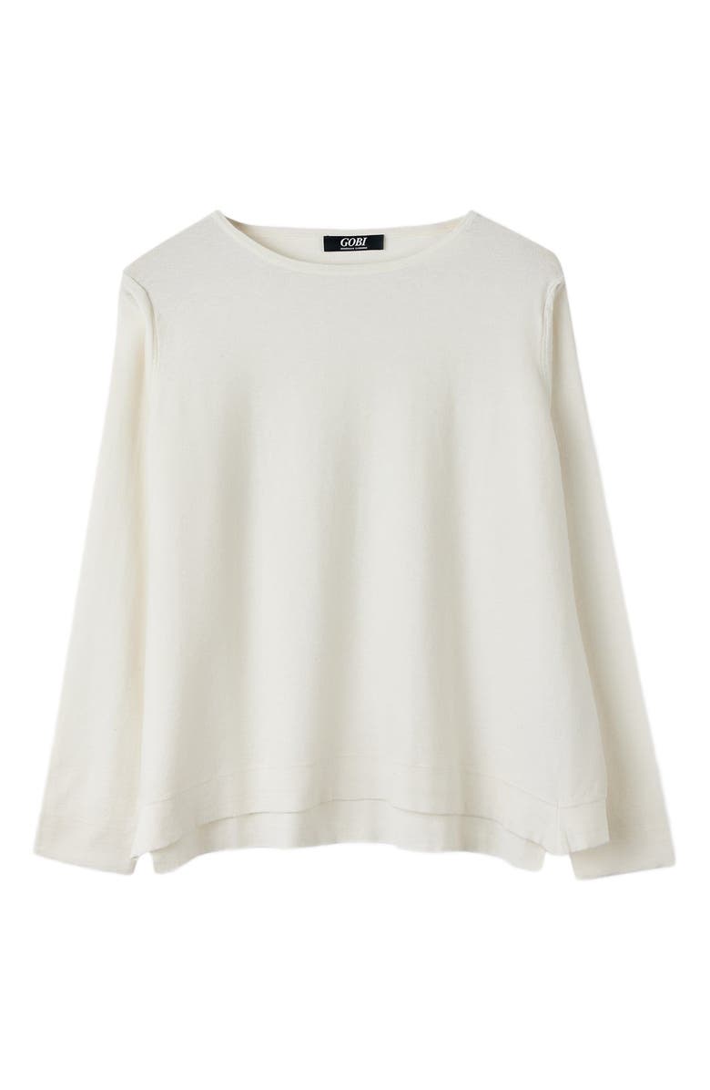 GOBI Mongolian Cashmere Boatneck Cotton Silk Cashmere Blend Sweater, Alternate, color, Whisper White