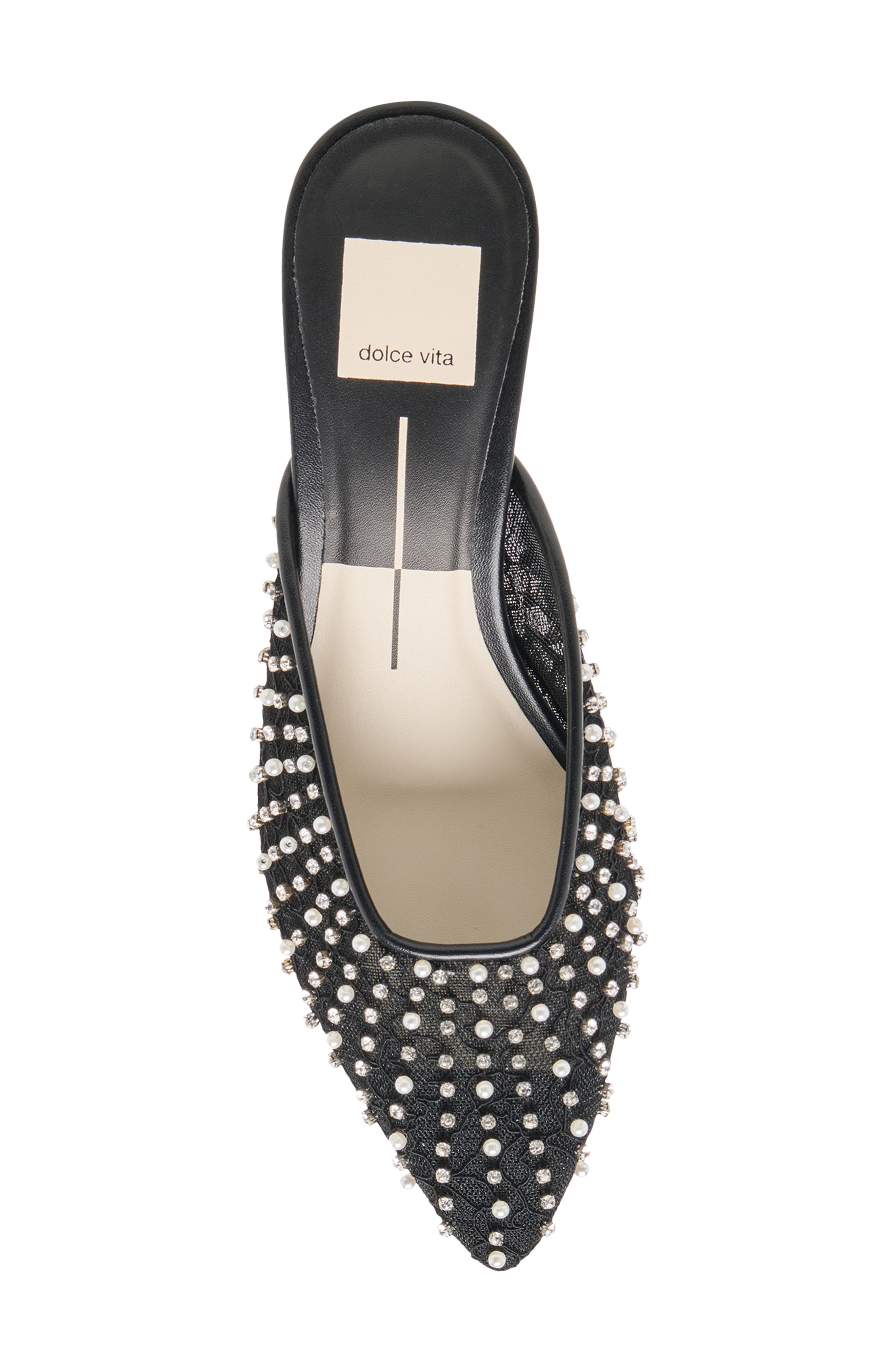 Dolce Vita Cleo Kitten Heel Mule, Alternate, color, Onyx Lace Mesh