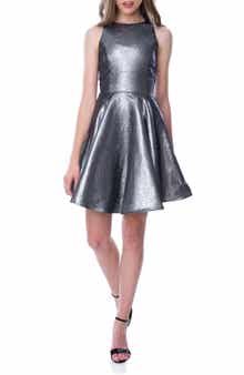 Un Deux Trois Kids' Metallic Fit & Flare Dress