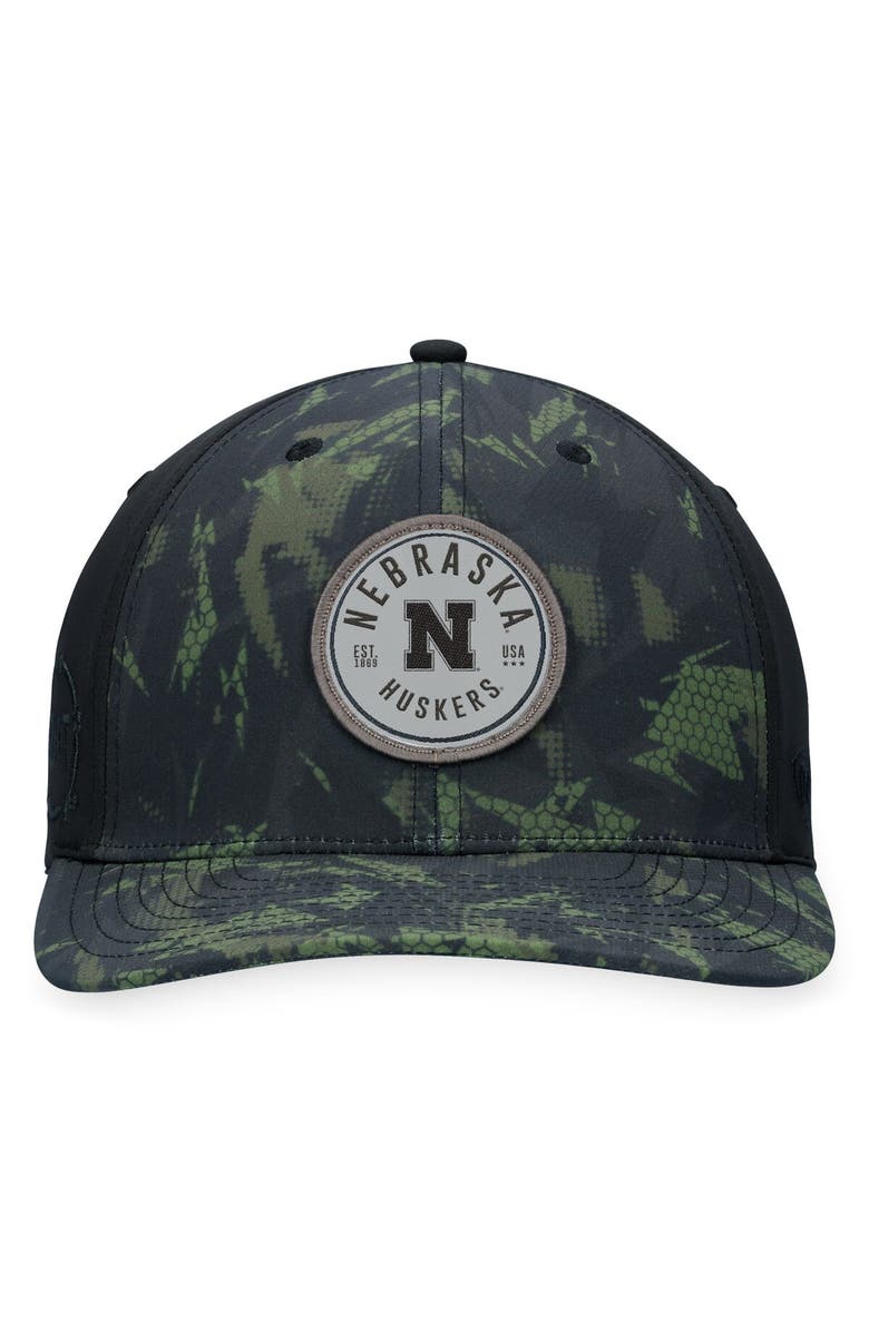 TOP OF THE WORLD Men's Top of the World Black Nebraska Huskers OHT Military Appreciation Camo Render Flex Hat, Alternate, color, 