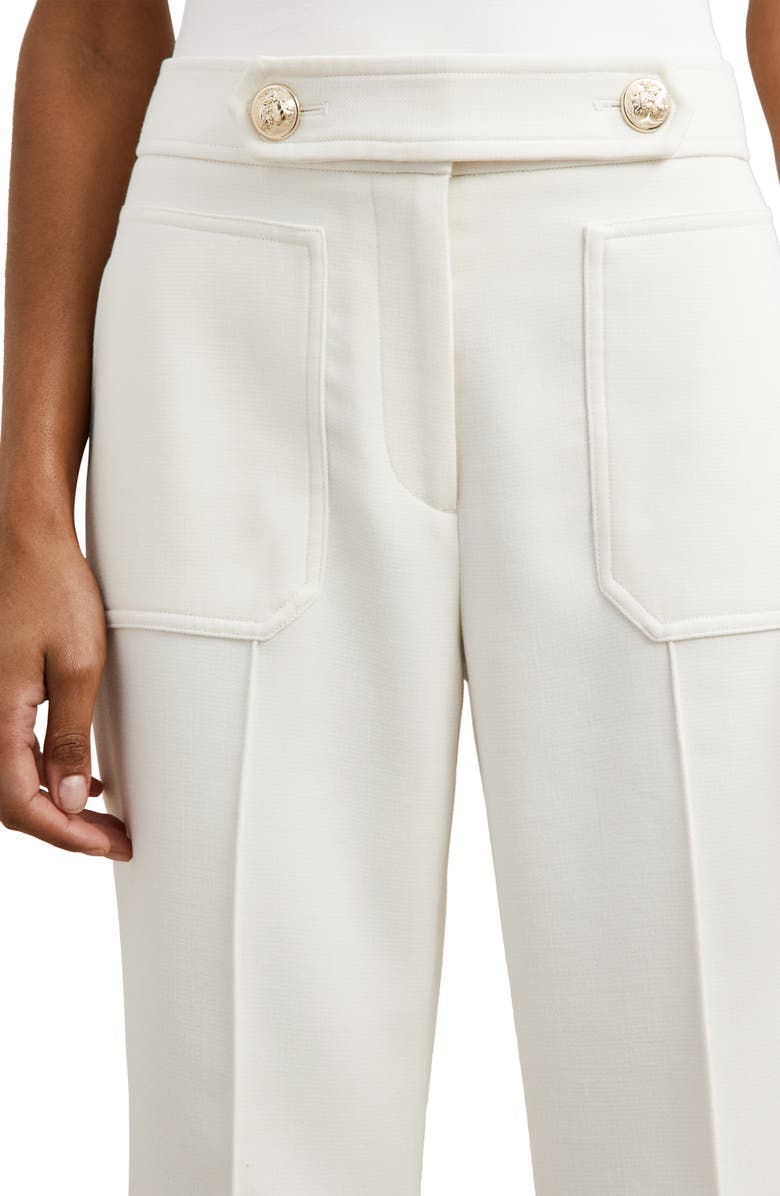 Reiss Lily Button Tab Flare Leg Pants, Alternate, color, White