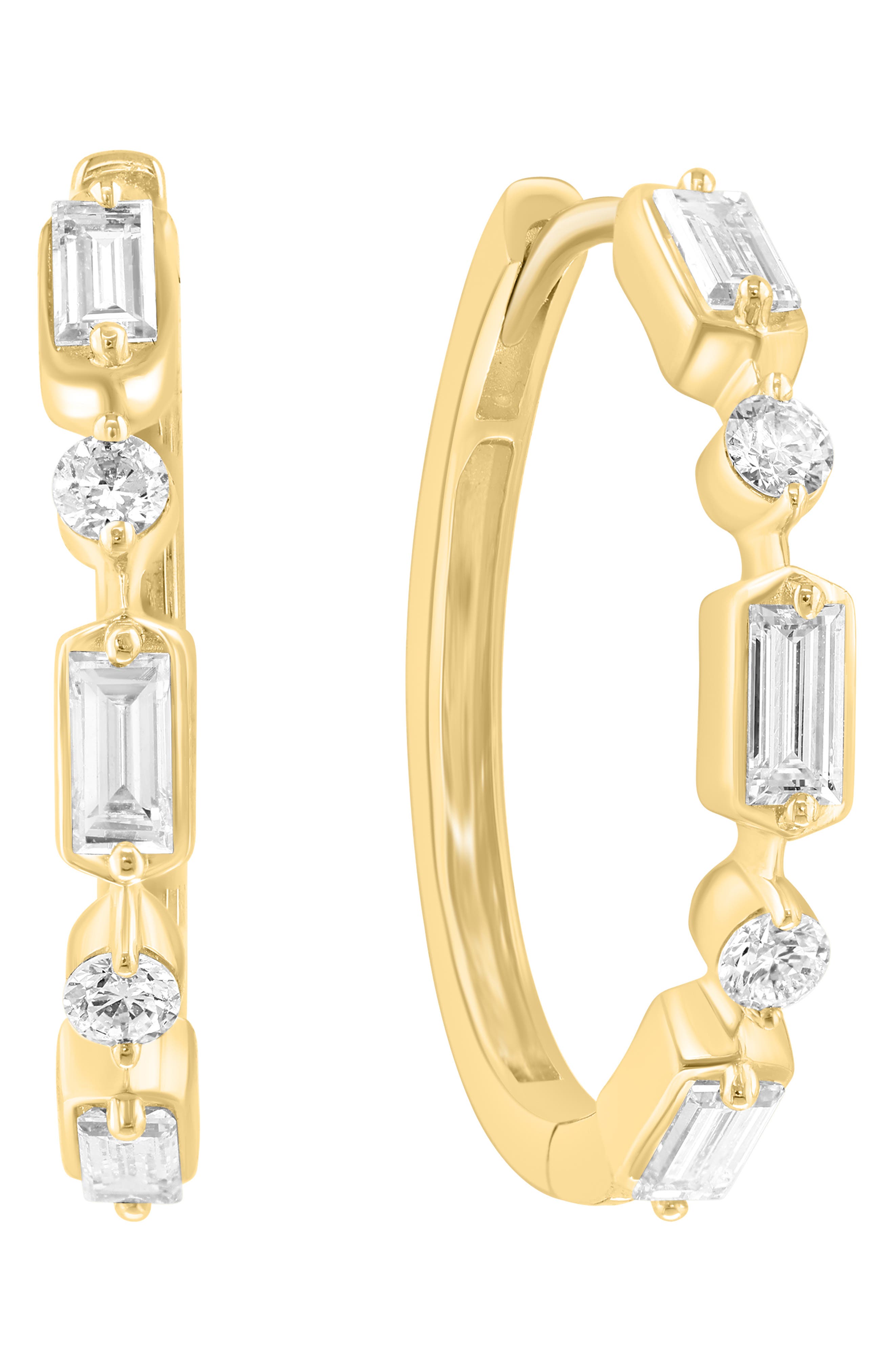 EFFY 14K Gold Plated Sterling Silver Lab Grown Diamond Huggie Hoop Earrings