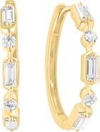EFFY 14K Gold Plated Sterling Silver Lab Grown Diamond Huggie Hoop Earrings