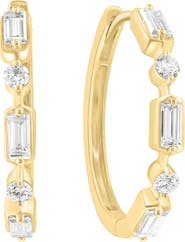 EFFY 14K Gold Plated Sterling Silver Lab Grown Diamond Huggie Hoop Earrings
