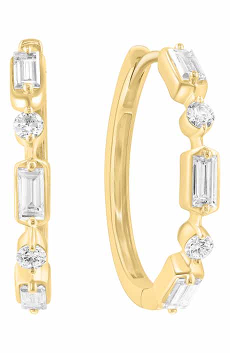 EFFY 14K Gold Plated Sterling Silver Lab Grown Diamond Huggie Hoop Earrings