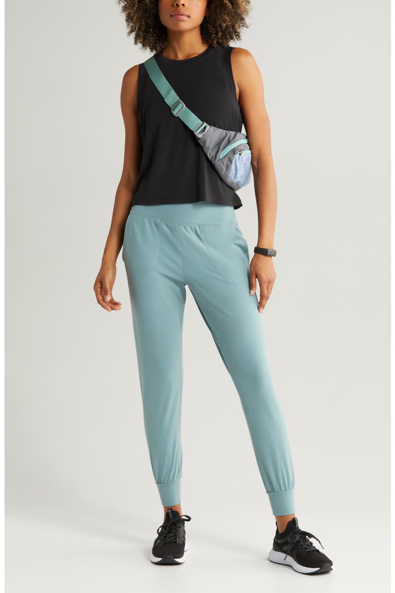 Studio Luxe High Waist Slim Joggers, Alternate, color, GREY THUNDER