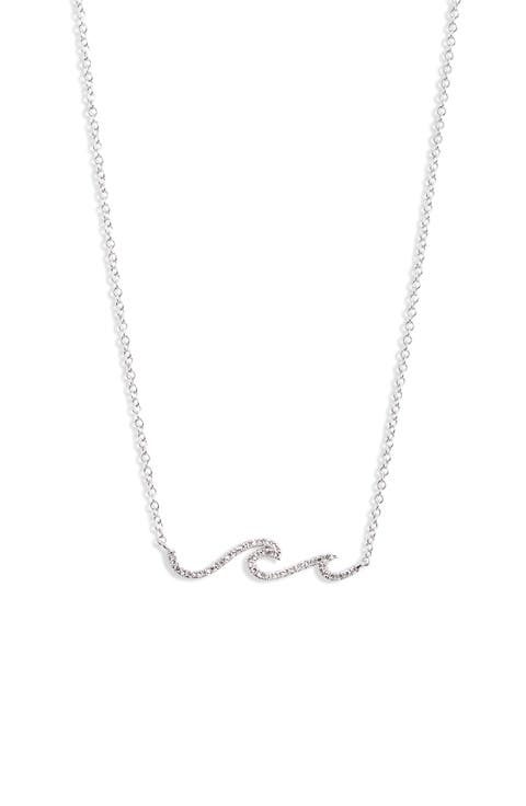 Diamond Mini Wave Bar Necklace