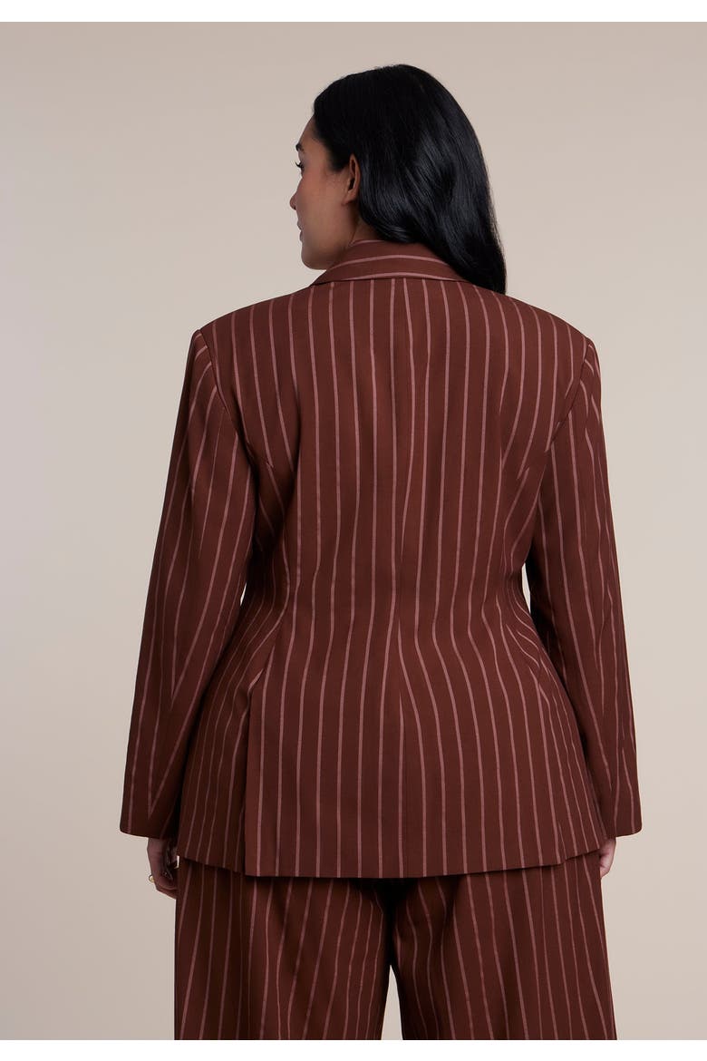 Cinched Waist Striped Blazer, Alternate, color, POP OF CORAL
