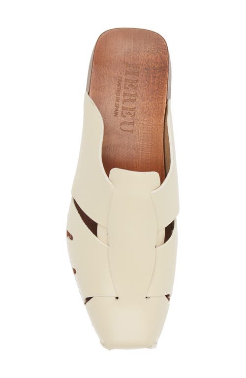 Hereu Licia Cutout Leather Loafer Clogs In Custard