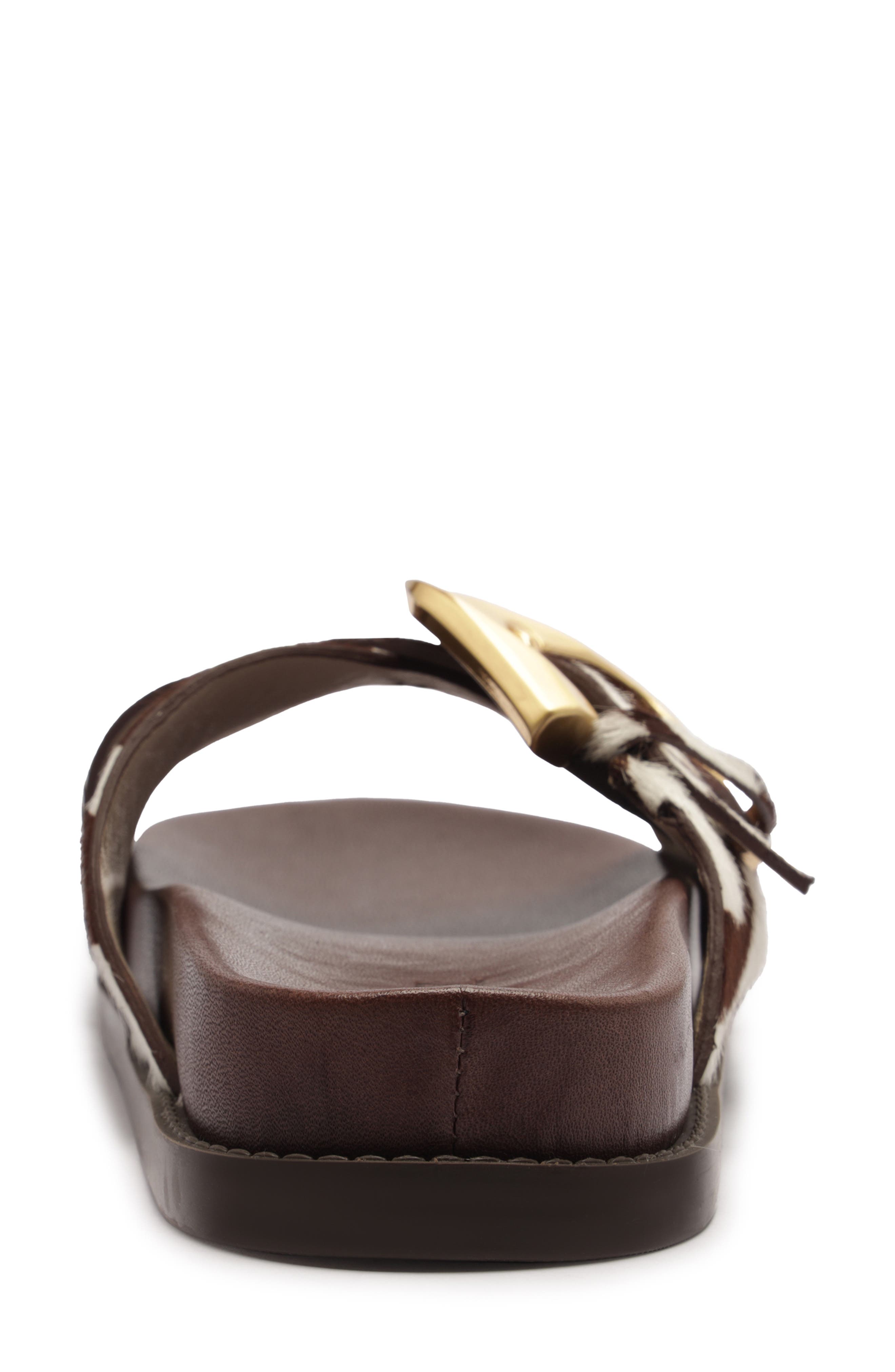 Schutz Lois Genuine Goat Hair Slide Sandal, Alternate, color, Off Brown