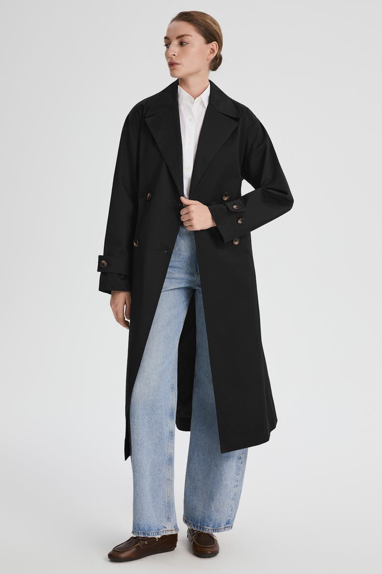 Maxi Oversized Trench Coat, Alternate, color, Black