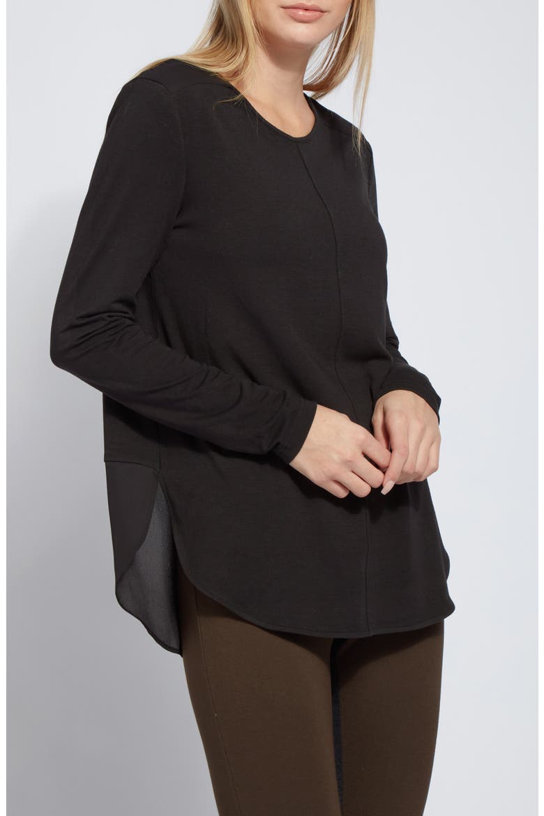 Lyssé Mixed Media Top, Alternate, color, BLACK