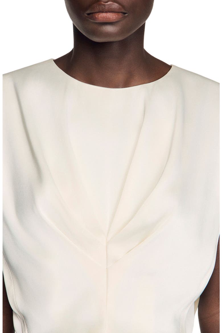 Pleated satin crop top, Alternate, color, Ecru