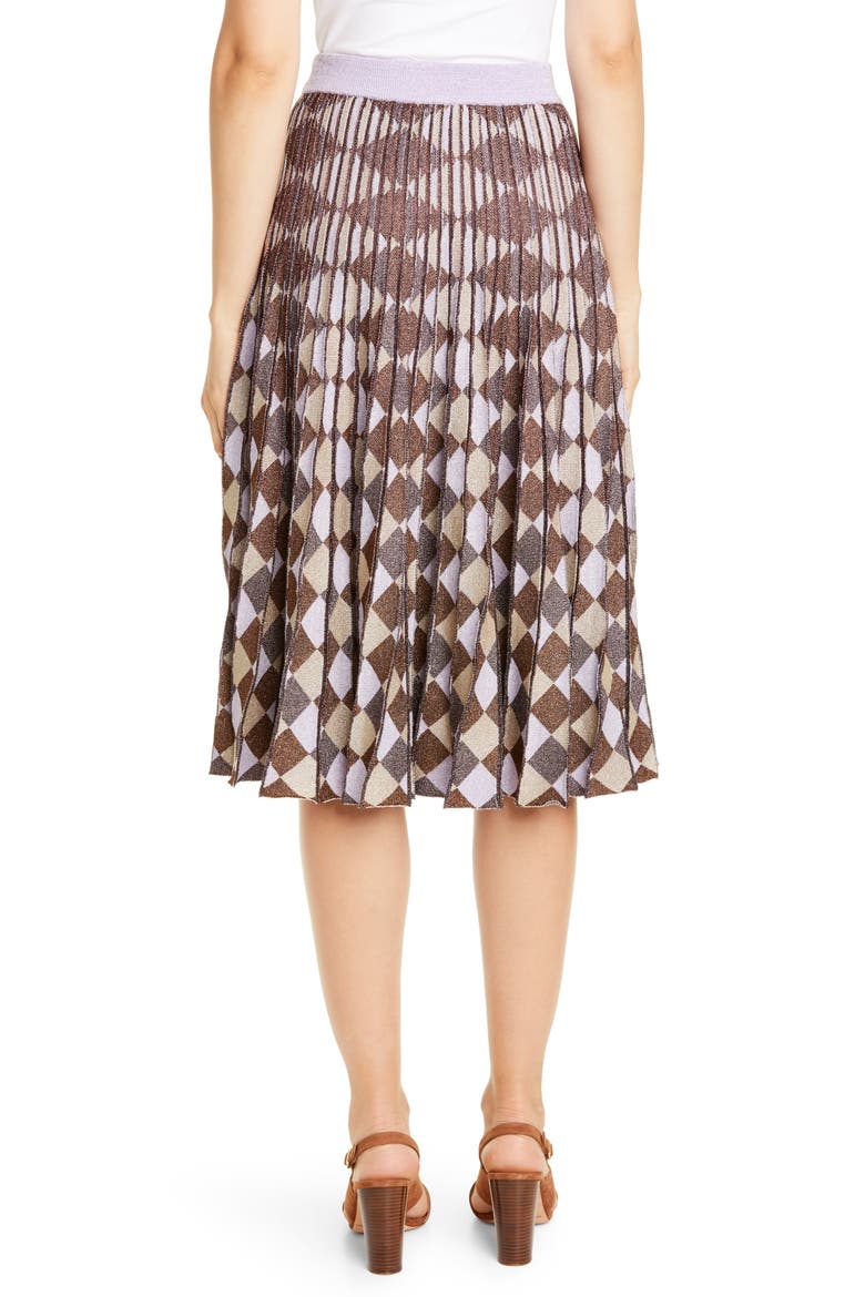Cyrilla Pleat A-Line Skirt, Alternate, color, PURPLE COBBER LUREX