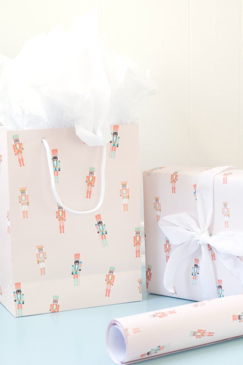 Pinkmas Nutcracker Holiday Pattern Gift Bag Card Set, Alternate, color, Pinkmas Holiday Pattern