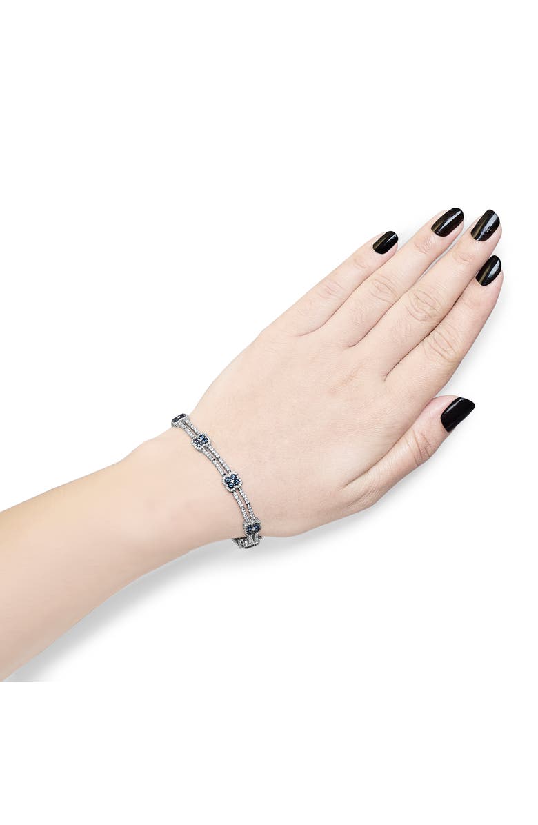 Haus of Brilliance 18K Gold 2 3/4 Ct Diamond & Sapphire Double Row Link Bracelet, Alternate, color, White