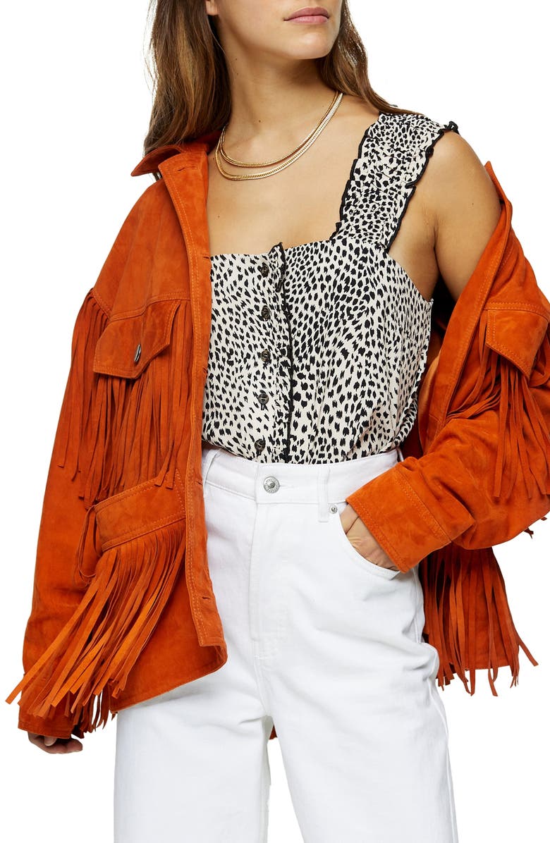 Topshop Frill Trim Tank, Main, color, 