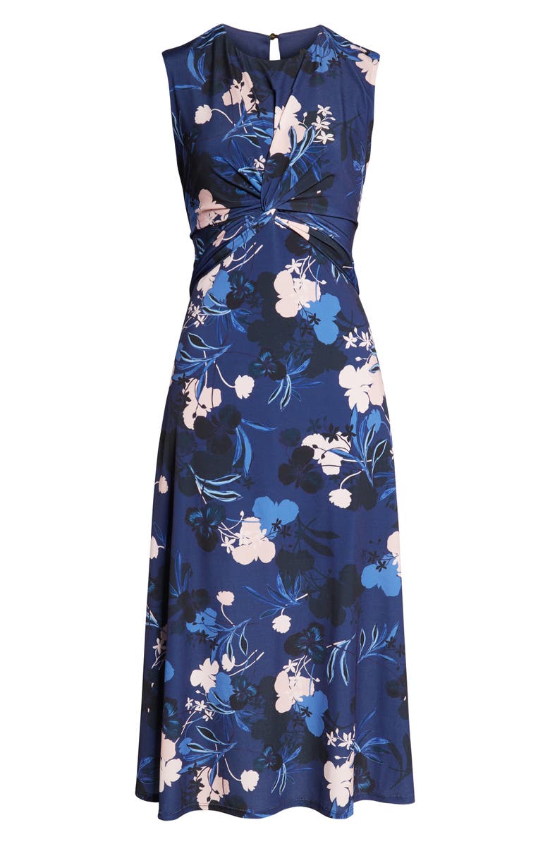 Vince Camuto Floral Twist Front Sleeveless Midi Dress, Alternate, color,