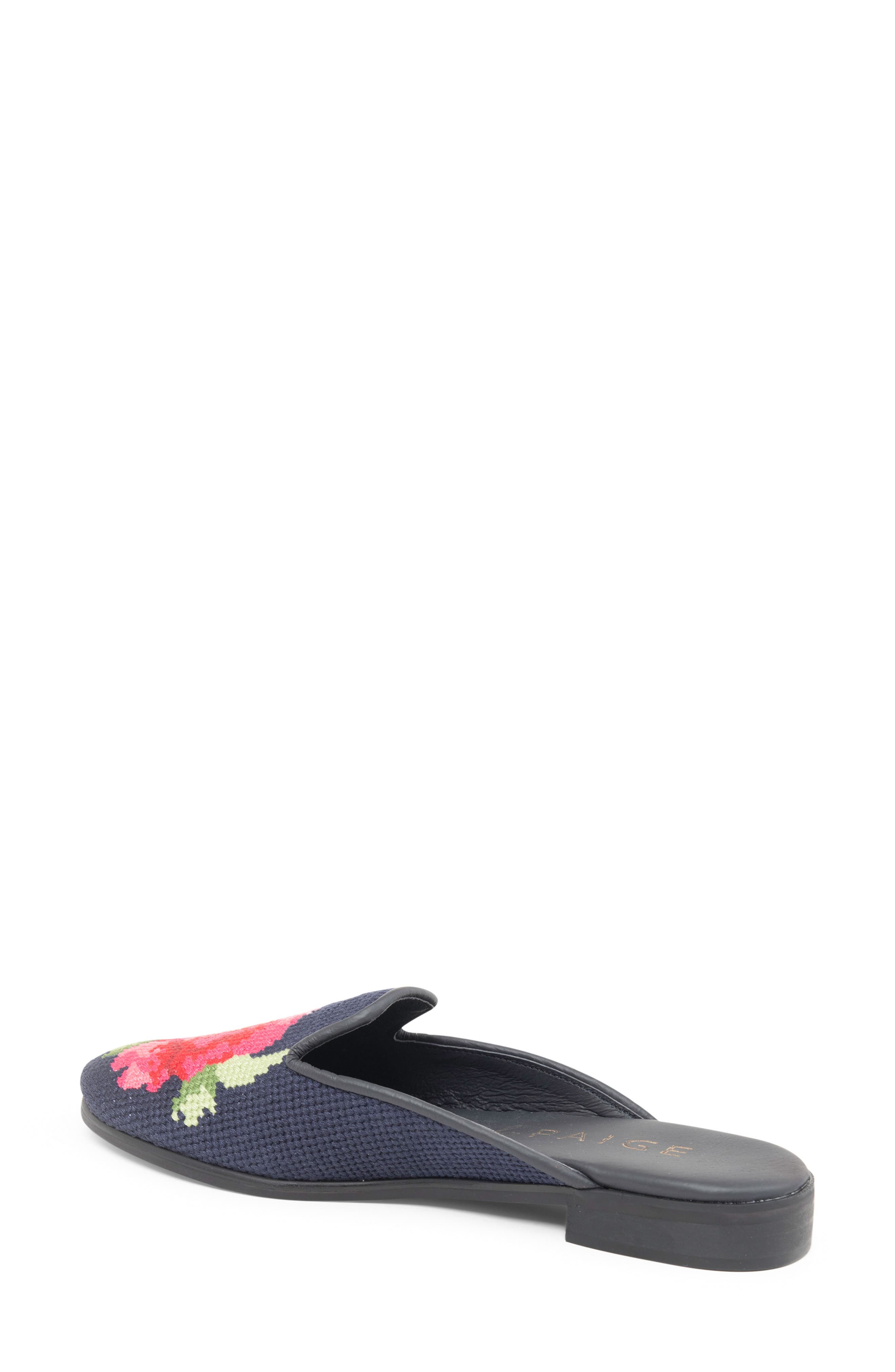 ByPaige Floral Needlepoint Mule, Alternate, color, Navy