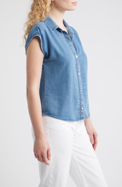 Cloth & Stone Trim Chambray Shirt In Blue