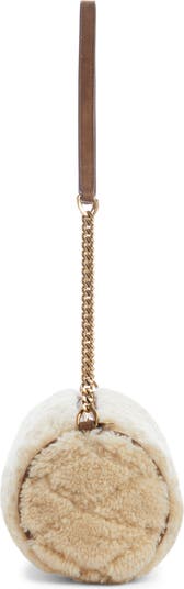 Small Sade Quilted Genuine Shearling Tube Bag