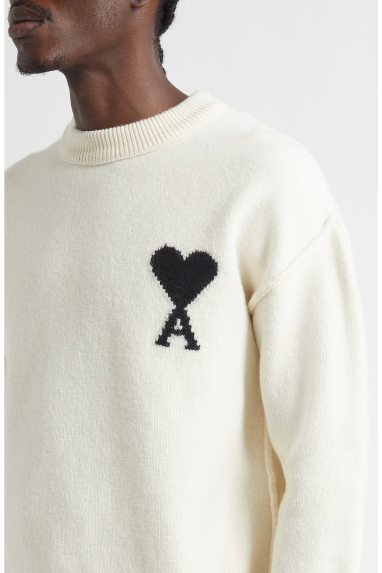 Ami de Coeur Monogram Crewneck Sweater, Alternate, color, ECRU/ NOIR