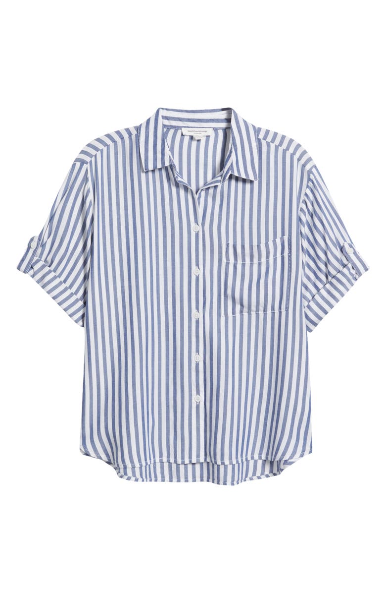beachlunchlounge Murphy Stripe Button-Up Shirt, Alternate, color, Starry Night