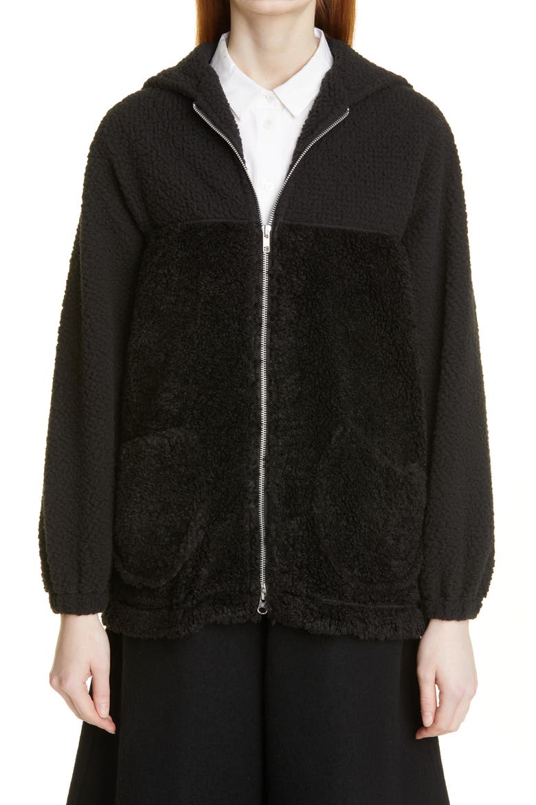 Fleece Hooded Jacket, Main, color, BLACK X BLACK