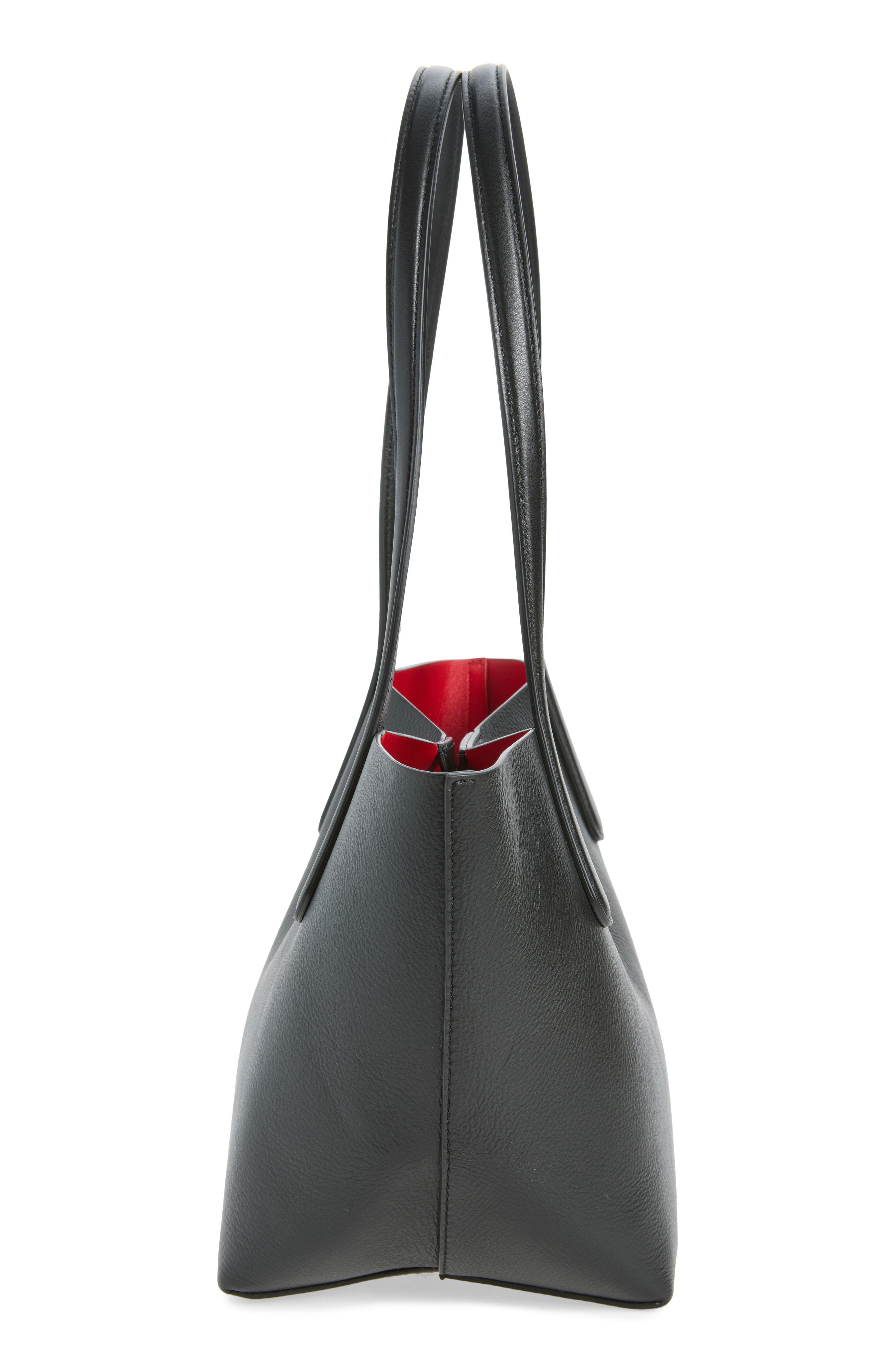 Small Everyday Soft Leather Tote, Alternate, color, BLACK/ FLAMMA