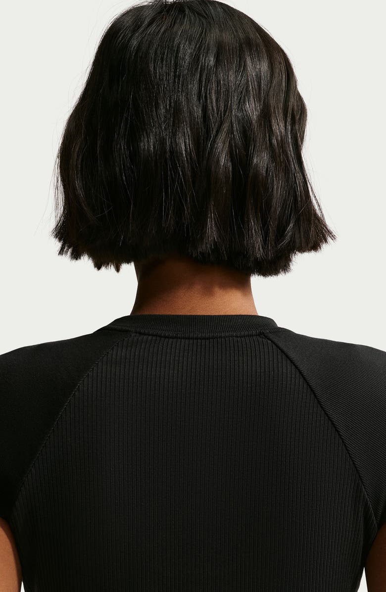 Nike Chill Crop Rib T-Shirt, Alternate, color, Black/ Sail