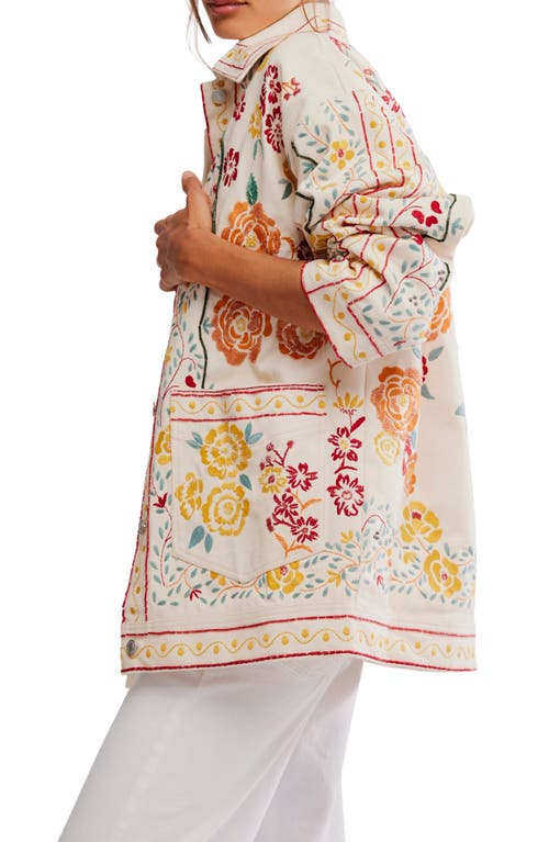 Free People Avery Beaded Embroidered Cotton Jacket In Multi