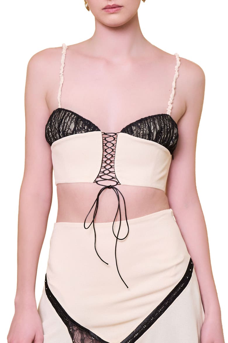 The Party Edit Lace Panel Contrast Bra, Alternate, color, Beige
