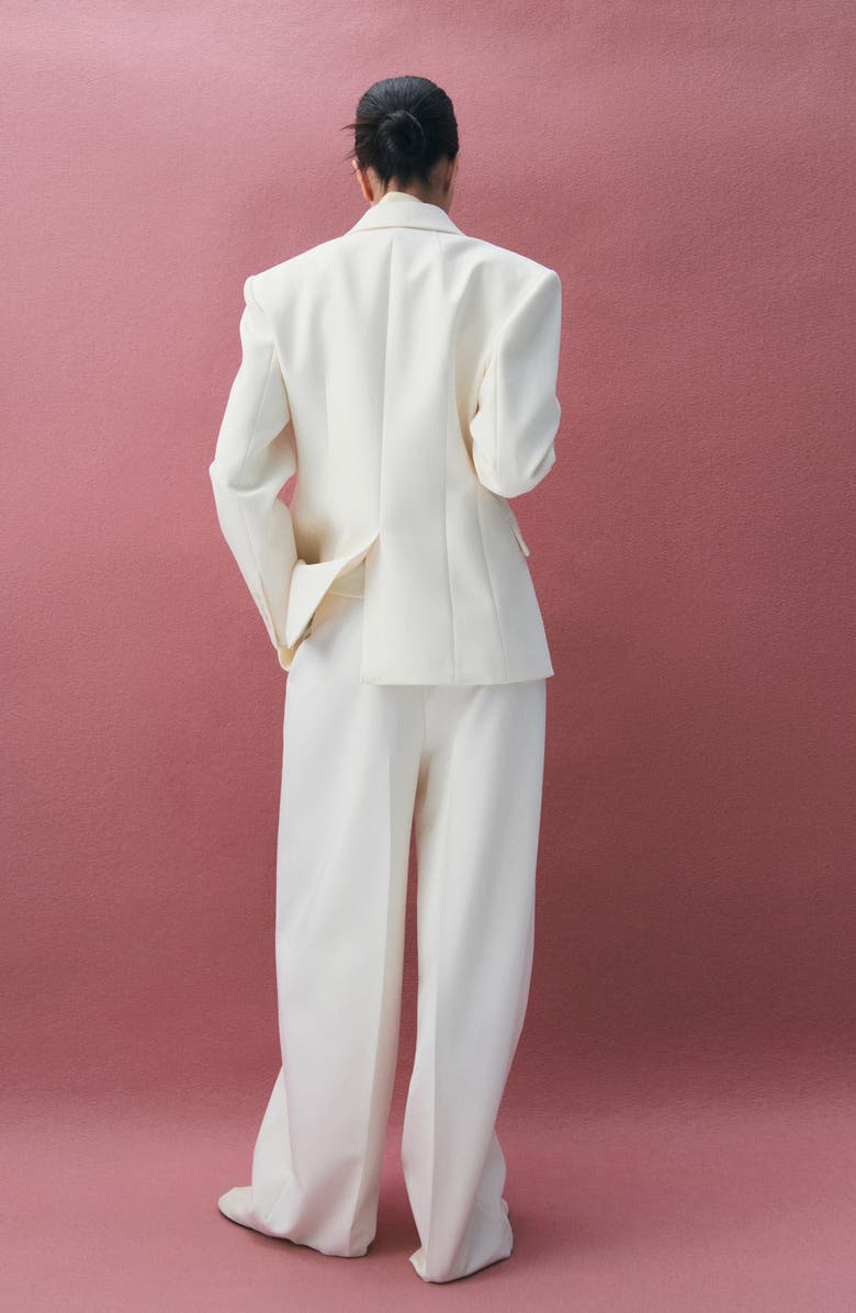 MANGO Fitted Double Breasted Blazer, Alternate, color, Ecru