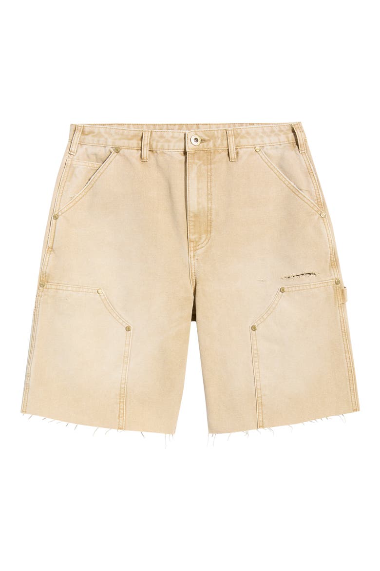 Ripped Carpenter Denim Shorts, Alternate, color, KHAKI