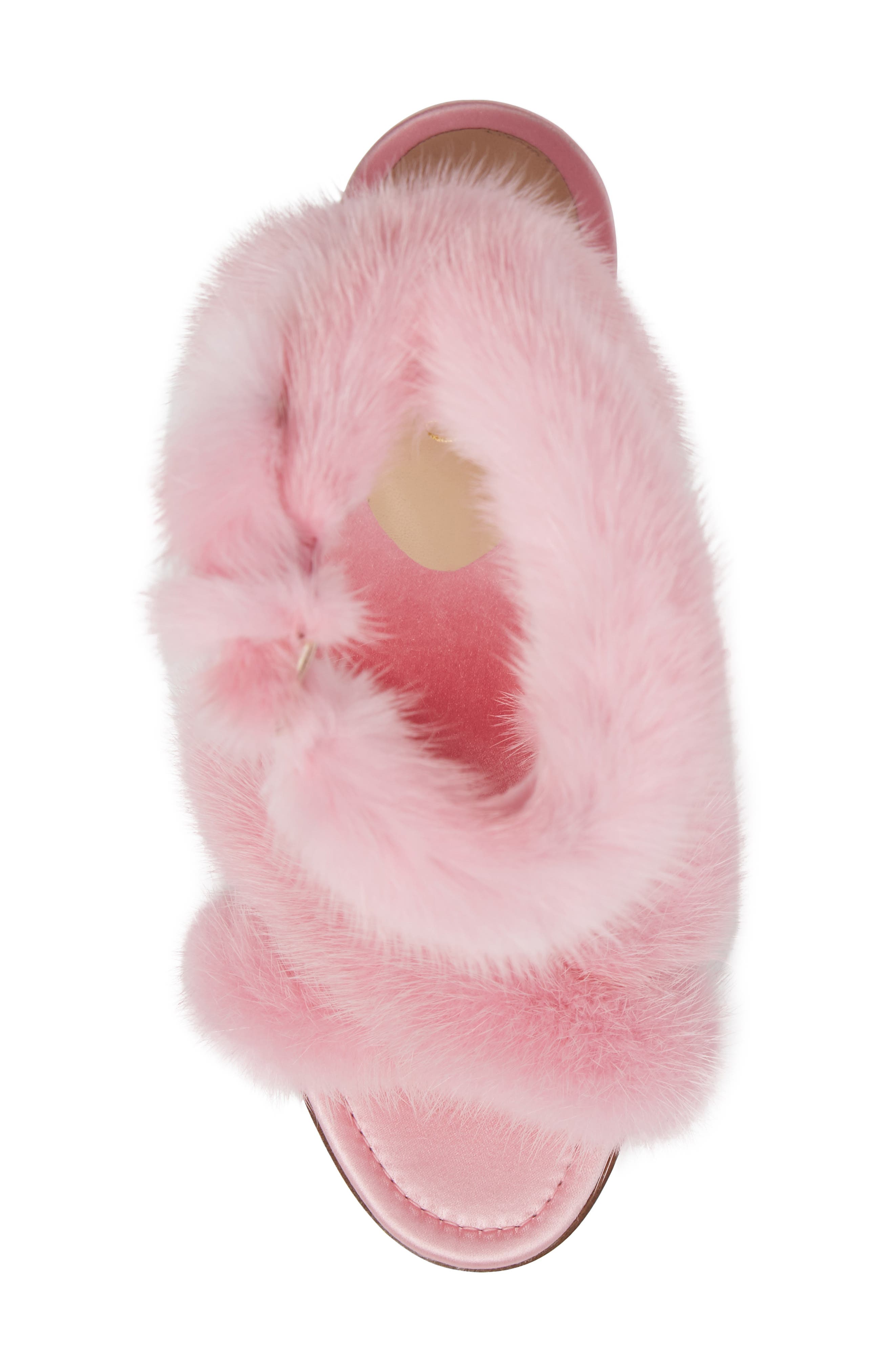 Genuine Mink Fur Sandal, Alternate, color, PINK FUR