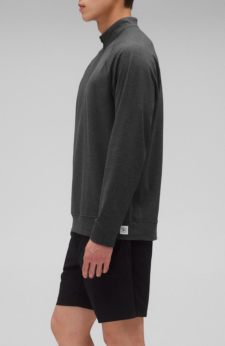 Reigning Champ Recovery Brushed Jersey Quarter Zip Pullover, Alternate, color, Heather Washed Black