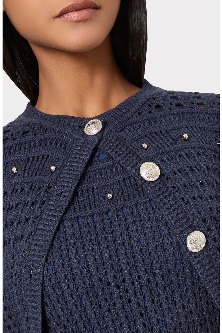 Beaded Fringe Sleeveless Knit Minidress, Alternate, color, NAVY
