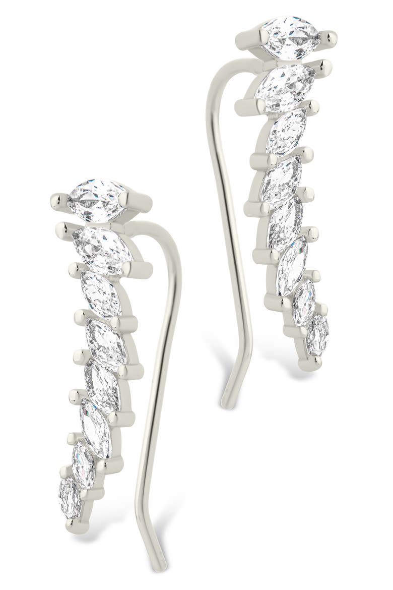 Skye Cubic Zirconia Threader Stud Earring, Alternate, color, SILVER