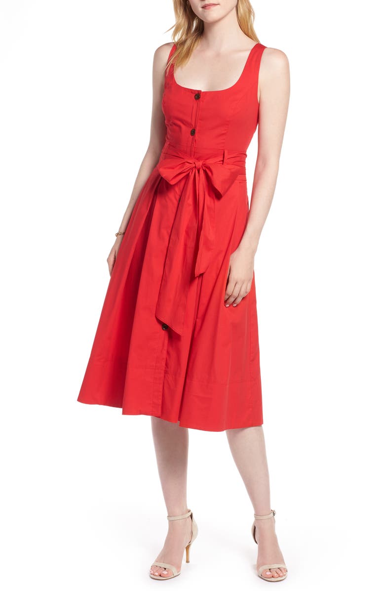1901 Button Front Fit & Flare Midi Dress, Main, color, 
