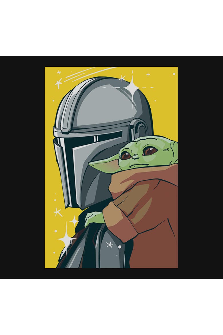Girls Star Wars The Mandalorian and Grogu Retro Animated The Child Art T Shirt, Alternate, color, Black