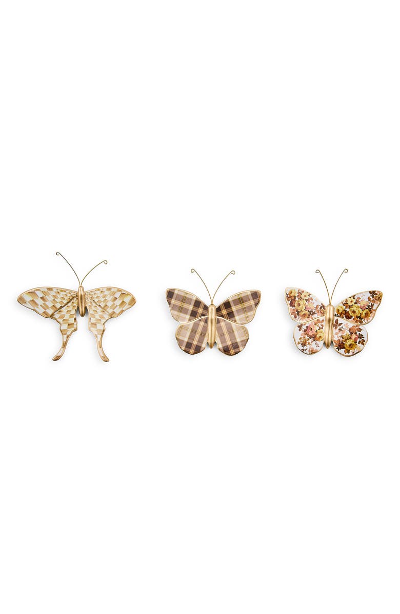 MACKENZIE CHILDS Set of 3 Assorted Mocha Butterfly Wall Decor, Main, color, Mocha