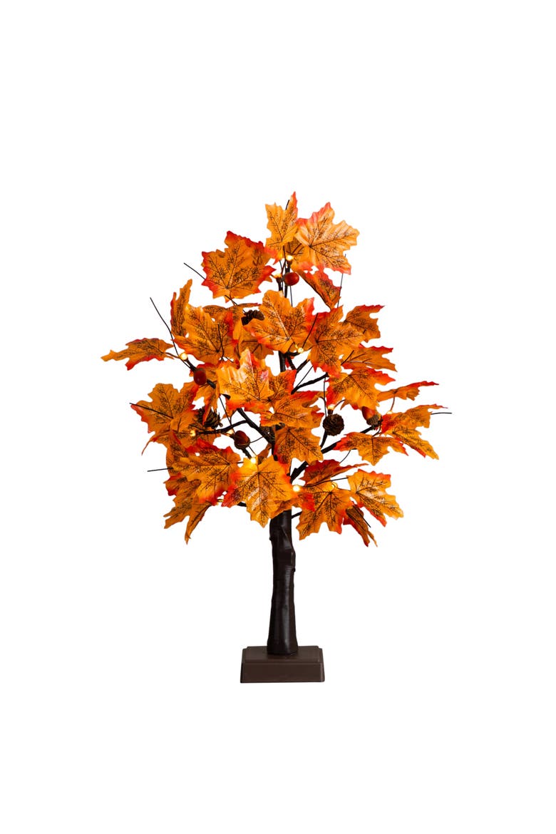 2-ft Pre-Lit Autumn Maple Artificial Fall Tree with Acorns & Pinecones and 18 Warm White LED Lights, Main, color, Orange