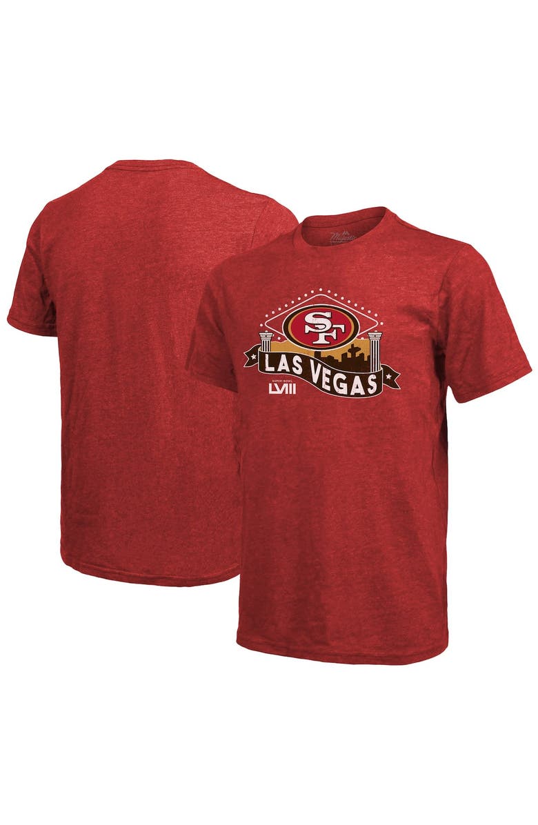 Majestic Threads Men's Majestic Threads Scarlet San Francisco 49ers Super Bowl LVIII Tri-Blend T-Shirt, Main, color, 