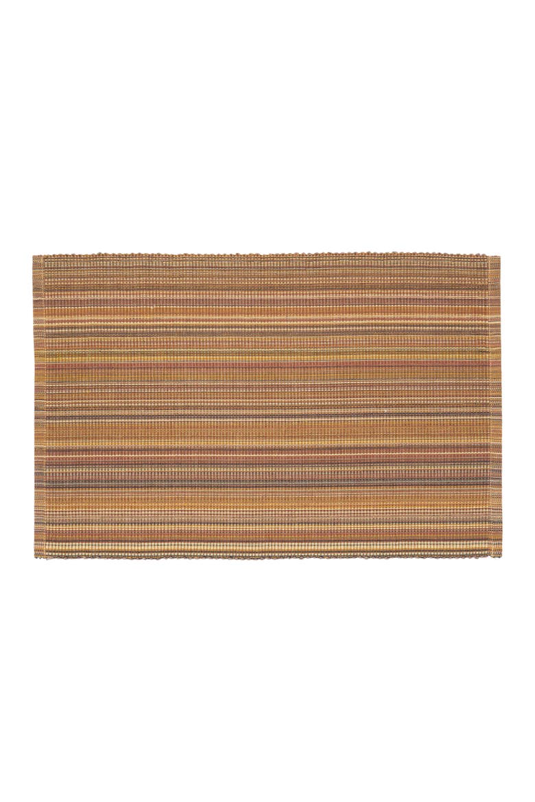 Cedar Stripes 100% Cotton Handwoven Set of 6 Placemats 13" x 19", Alternate, color, Brown