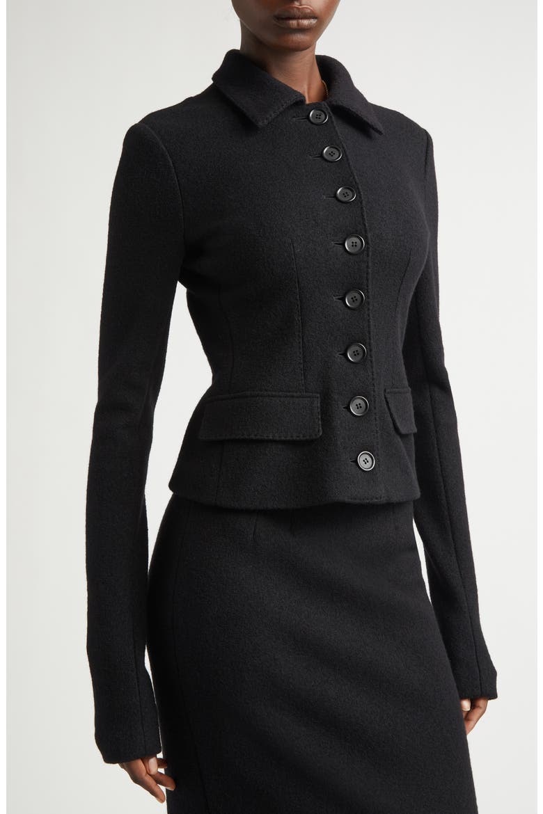 Boiled Wool Fitted Jacket, Alternate, color, NERO