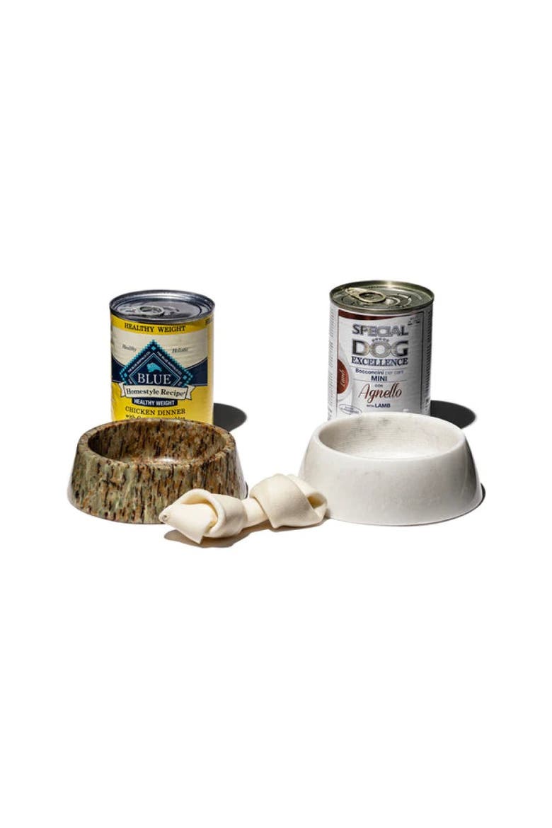 Marble Pet Bowl, Alternate, color, White