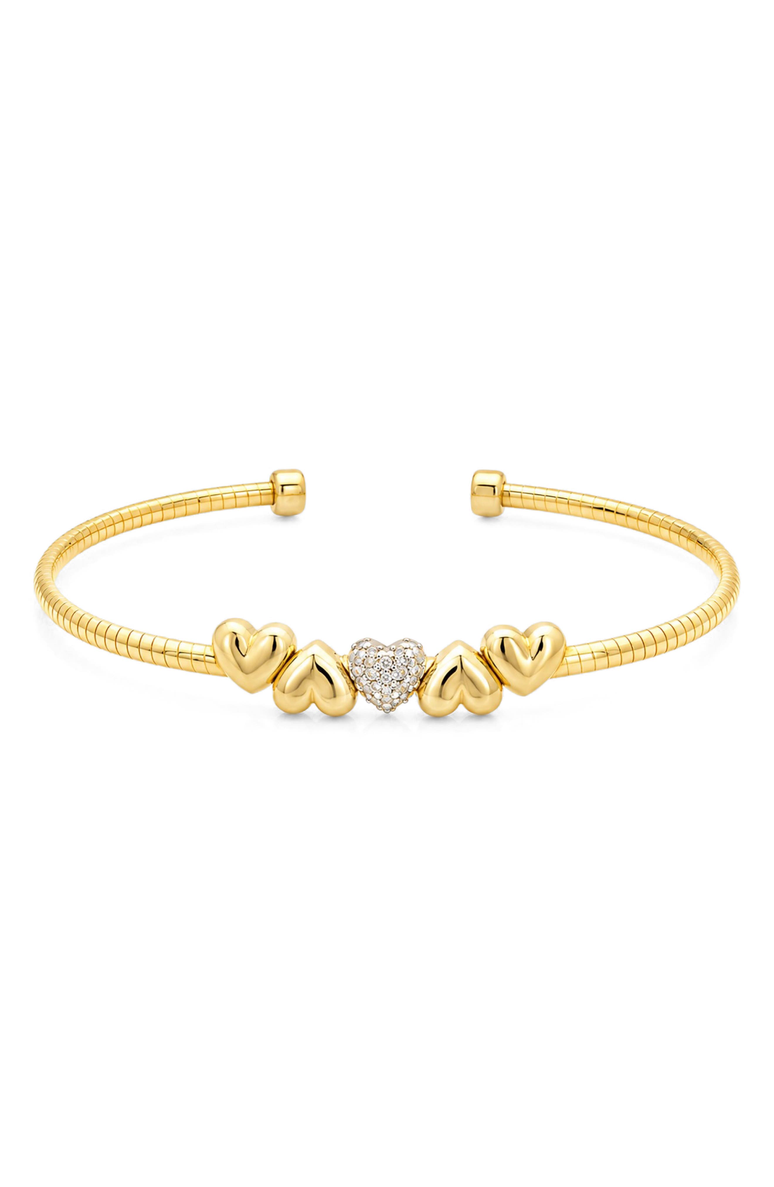 Cubic Zirconia Heart Mesh Bangle