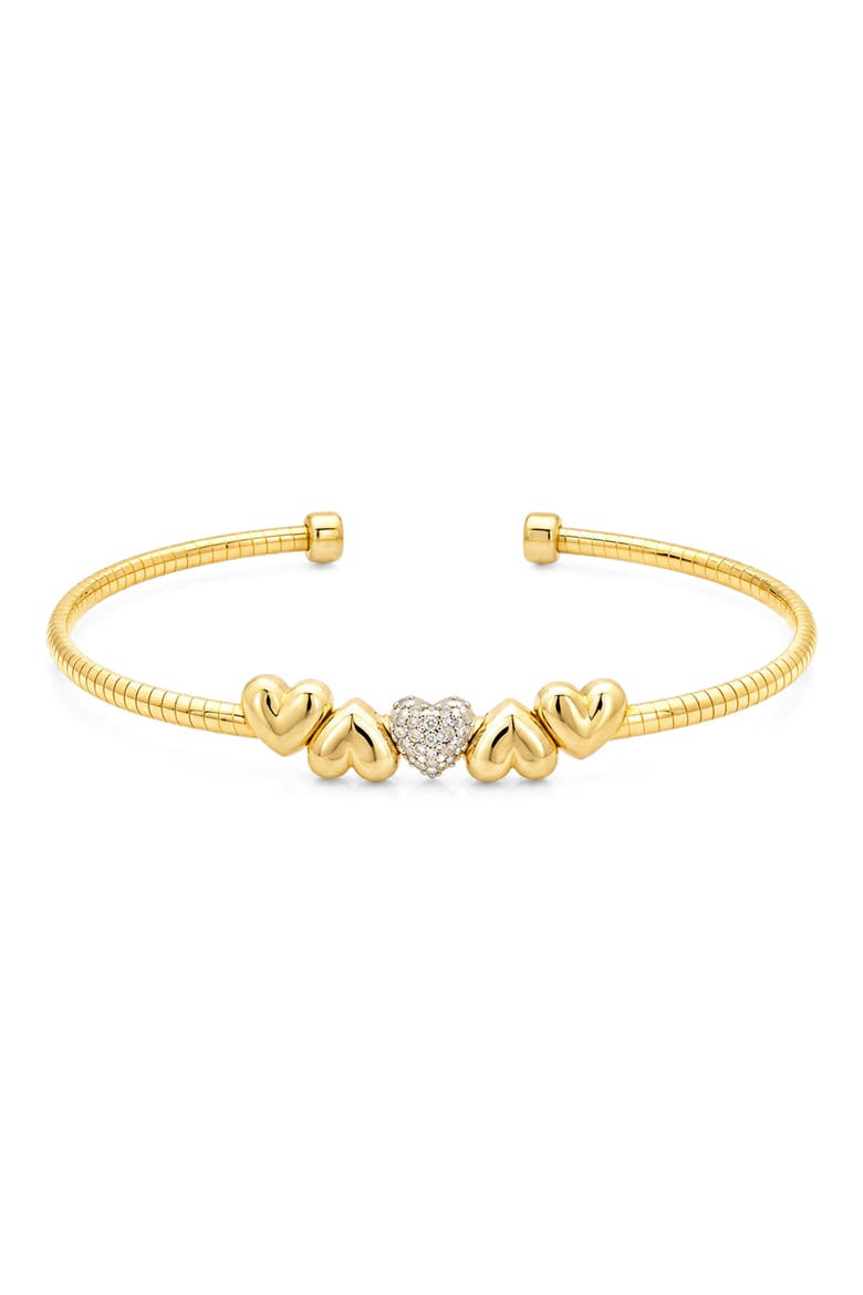 Cubic Zirconia Heart Mesh Bangle, Main, color, YELLOW